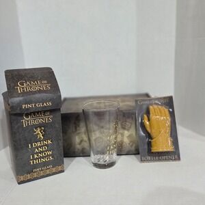 Game of Thrones Pint Glass and Hand of the King bottle  opener  set